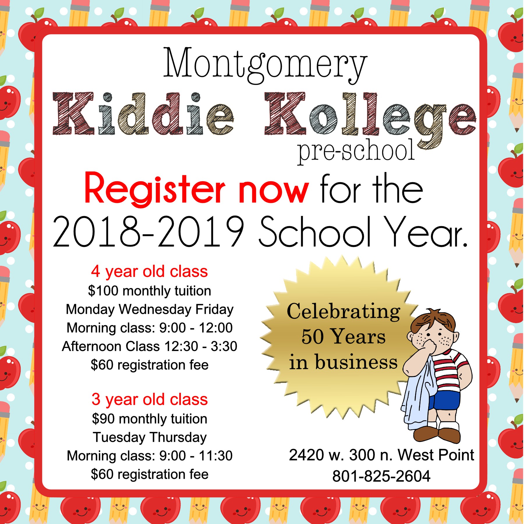 Registration and Tuition Montgomery Kiddie Kollege LLC